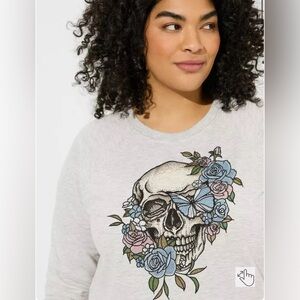 Torrid Embellished Skull French Terry Sweatshirt